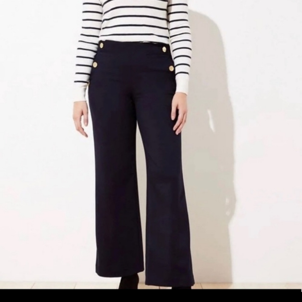 NWOT Loft High Waist Curvy Trouser Navy size 8